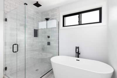 Glass-Enclosed Shower Bath